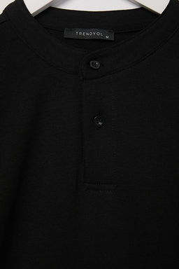 Siyah D___k Omuz Regular Wardrobe Essentials _nterlok %100 Pamuk T-Shirt TMNAW27TS00002 - Trendyolmilla фото 2