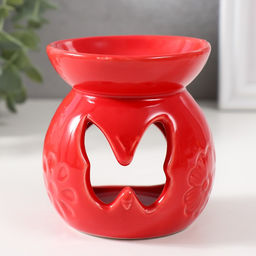 Аромалампа для эфирных масел Бабочка, керамика, красная, 7.2?7.2?8.9 см