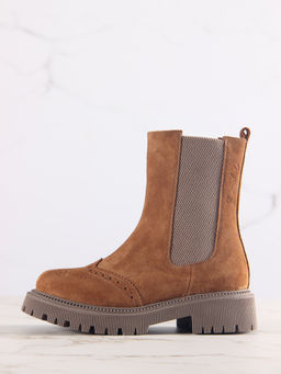 Челси 360.P.taskanaka.Серо-коричневая замша/шерсть