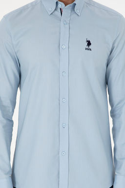 Рубашка мужская U.S. Polo Assn с длинным рукавом голубая  фото 13