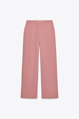 WRINKLED-EFFECT WIDE-LEG TROUSERS - Zara фото 18