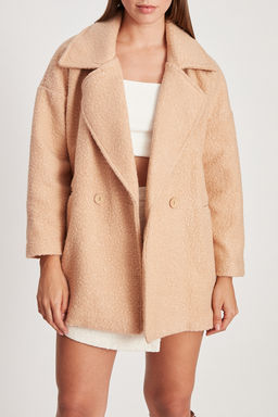 Vizon Buklet Kruvaze Oversize Midi Kaban TWOAW26KB00070 - Trendyolmilla фото 3