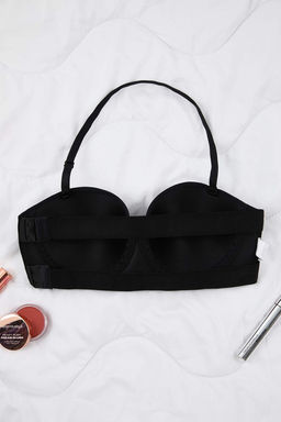 Siyah Tekli Micro Straplez Lastikli Duz Sabit Kap Straplez Sutyen THMAW26SU00021 - Trendyolmilla фото 3