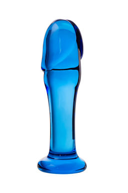 Анальный фаллоимитатор Sexus Glass, стекло, синий, 13 см  фото 2