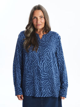 Ka??k Yaka Desenli Kad?n Bluz