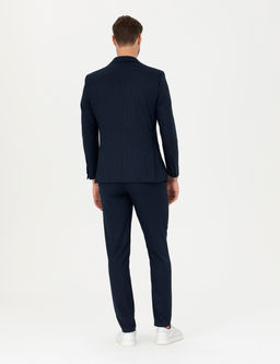 Lacivert Ex. Slim Fit _izgili Tak_m Elbise