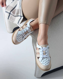 Слипоны 165.8000be. белый-бежевый