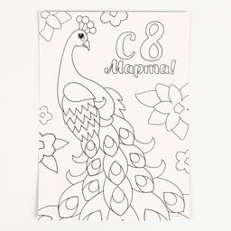 Аппликация жемчужными полубусинами Прекрасный павлин. 8 марта