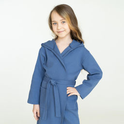 Халат детский вафельный джинс 914 (140, 72)