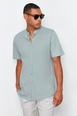 TRENDYOL MAN Siyah Slim Fit Hakim Yaka K?sa Kollu Orme Pike Yazl?k Gomlek TMNSS22GO0025 - Trendyolmilla фото 12