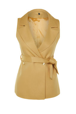 Siyah Regular Kemerli Dokuma Yelek TWOAW23YE00021 - Trendyolmilla фото 15