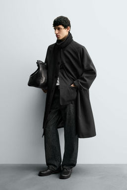 OVERSIZE WOOL BLEND TRENCH COAT - Zara фото 4