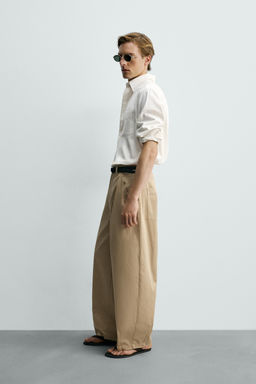 PANTAL?N WIDE FIT CROPPED / Beige - Zara фото 4