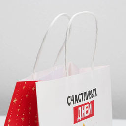 Пакет подарочный новогодний Счастливых дней, 22 х 22 х 11 см - Дарите счастье фото 3