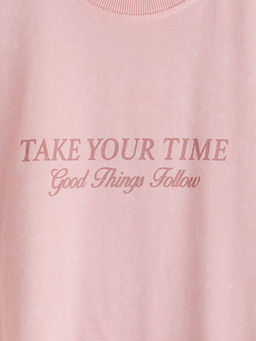 Bisiklet Yaka Bask?l? Kad?n Ti??rt