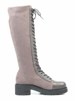 01-M06 GREY Ботинки демисезонные женские высокие (натуральная кожа, велюр, байка) - No name фото 9