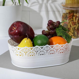 Корзинка для хлеба и фруктов IDEA «Ажур», пластик, 14×22×8 см, белая