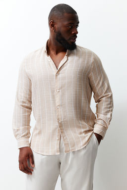 Tas Regular Fit Rahat Dugmeli Yaka Cizgili Buyuk Beden Gomlek TMNSS23GO00095 - Trendyolmilla фото 2