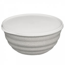 Миска пластмассовая "Latina" 1,1л, д16,6см, h8см, гранит светло-серый, с крышкой (Россия)