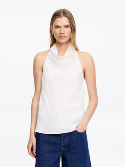 Top de cuello halter en mezcla de lino - H&m фото 3
