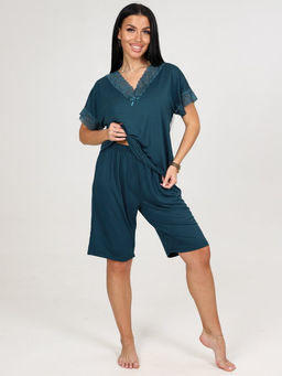 033 ДОМАШНИЙ КОСТЮМ ЖЕНСКИЙ (шорты) (Изумруд) - А-дина фото 3