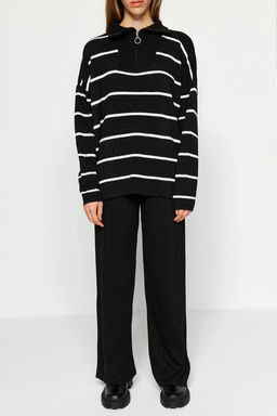 Siyah Genis Kal?p Fermuarl? Triko Alt-Ust Tak?m TWOAW24AU00025 - Trendyolmilla фото 4