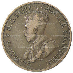 Монета 1/2 пенни 1921 года Австралия