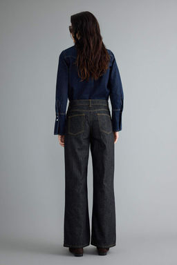 Siyah %100 Pamuk Raw Normal Bel Geni_ Wide Leg Jeans TWOAW27JE00083 - Trendyolmilla фото 6