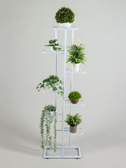 Подставка для цветов Greengo, 8 полок, 43×22×141 см, напольная, металл, белая