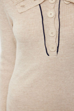 Tas Midi Triko Cizgili Biye Detayl? Elbise TWOAW25EL00007