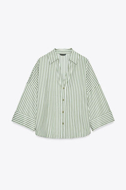 STRIPED SHIRT WITH TURN-UP SLEEVES - Zara фото 6