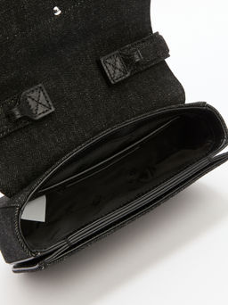 Женская сумка на плечо из денима DIESEL 1DR Артикул 4285115, черный  фото 5