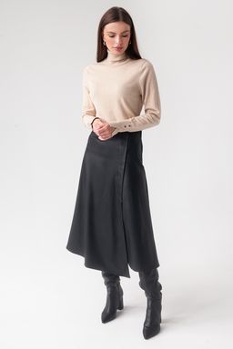 Юбка с разрезом сбоку из эластичной эко-кожи - Vilatte фото 5