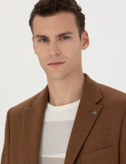Kiremit Slim Fit Y_n Kar___ml_ Ceket