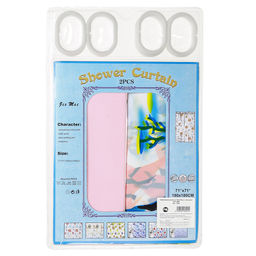 Штора для ванной полиэтилен 180х180см "Дуэт" "Рыбки" розовый, 12 колец, набор 2 штуки, в блистере (Китай)