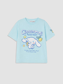 Bisiklet Yaka Cinnamoroll Bask?l? K?z ?ocuk Ti??rt