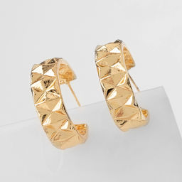 Серьги кольца QF Геометрия, орнамент, d=2.8 см, цвет золото