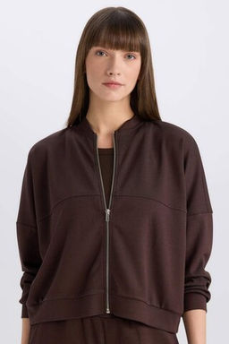 Relax Fit Hakim Yaka Basic Duz Fermuarl? Sweatshirt - Defacto фото 2