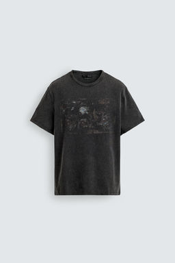 CAMISETA PUNTO ESTAMPADO LAVADO / Negro - Zara фото 7