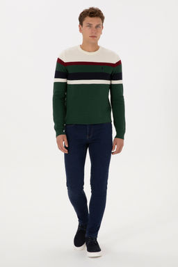 Erkek Slim Fit Bisiklet Yaka Koyu YeЕil Kazak - U.s. polo assn фото 4