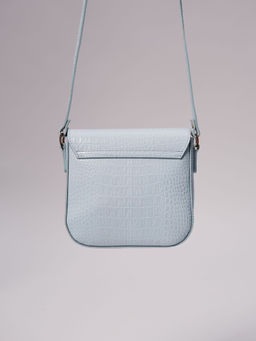 Сумка кожаная через плечо Deboro 3158 голубая вода