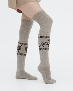 Теплые чулки из 100% шерсти с рисунком серые - Bodio's фото 2