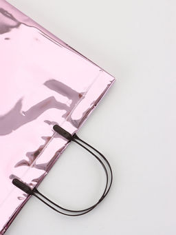 Пакет подарочный ПВХ, голография, розовый, пластиковая ручка, 32×28×11 см