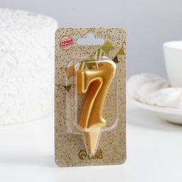 Цена за 4 шт. Свеча для торта «Цифра 7», золотая, 5.5 см