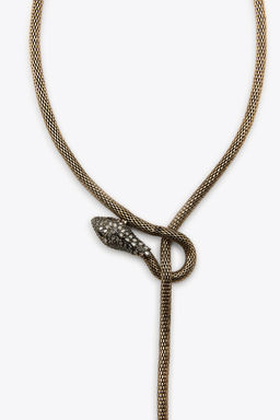 TEXTURED SNAKESKIN PRINT NECKLACE - Zara фото 4