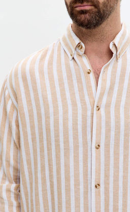 Рубашка д/р лен F611-0483 beige stripes - Fine joyce фото 5