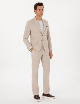 Bej Slim Fit Tak_m Elbise - Cacharel фото 4