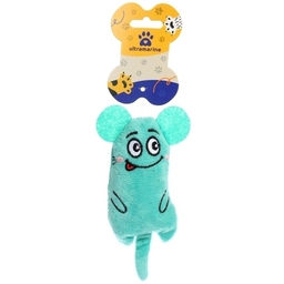 Цена за 3 шт. Игрушка для кошек мягкая "Мышка", цвет голубой, 14*5см/14гр (лейбл)