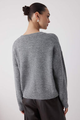 Wardrobe Essentials Antrasit Alpaka Yunu Kar?s?ml? Genis Kal?p Triko H?rka | TWOAW26HI00089