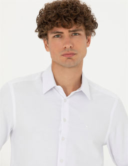 Beyaz Slim Fit Uzun Kollu G_mlek - Pierre cardin фото 2